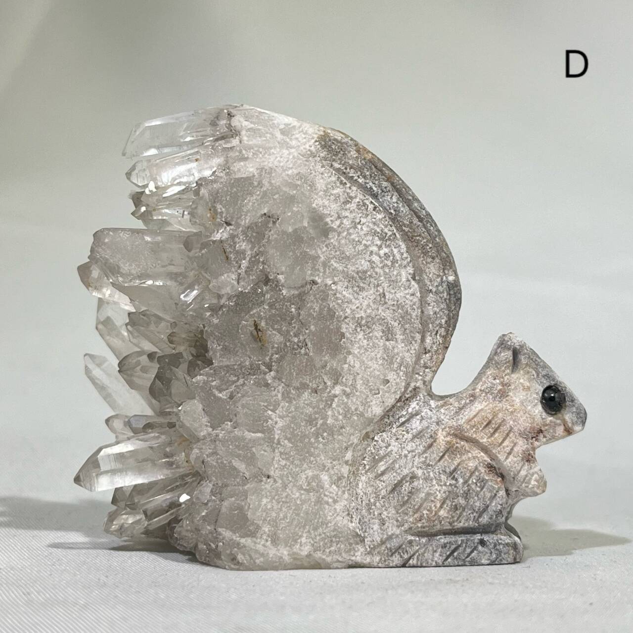 2’ Quartz Cluster Squirrel Carving